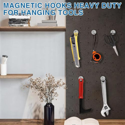 Magnetic Hooks for Cruise Cabins 85LBS Heavy Duty Magnet Hook 12P (Silver / 0.98in)