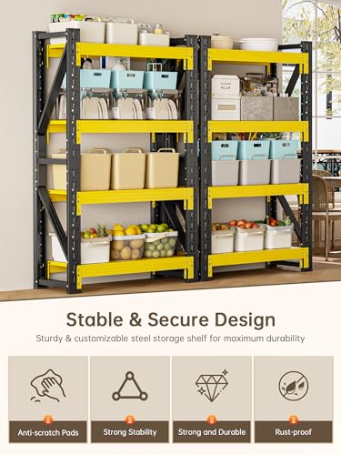 4 Tier Storage Shelves (Black&yellow / 48"W*20"D*79"H)