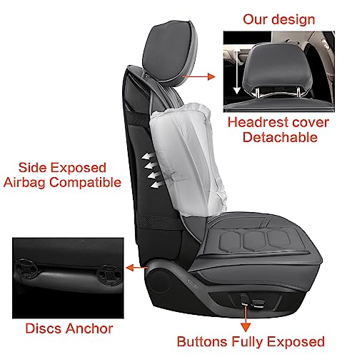 Leather Car Seat Covers Front Pair (GRAY / FRONT SET)