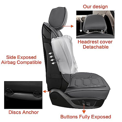 Leather Car Seat Covers Front Pair (GRAY / FRONT SET)