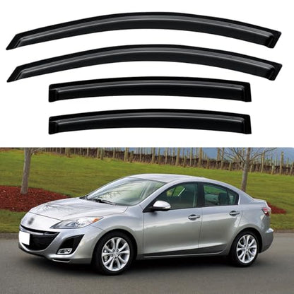 Window Visors Rain Guards for 2010 2011 2012 2013 Mazda 3 Sedan (2010-2013 Mazda 3 Sedan)