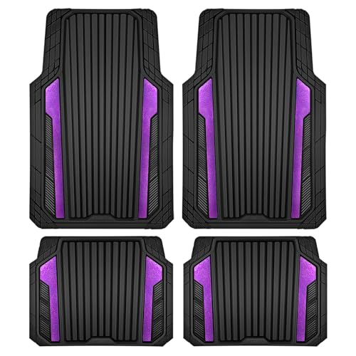 Heavy Duty Rubber Car Mats Metallic (BLack Purple)