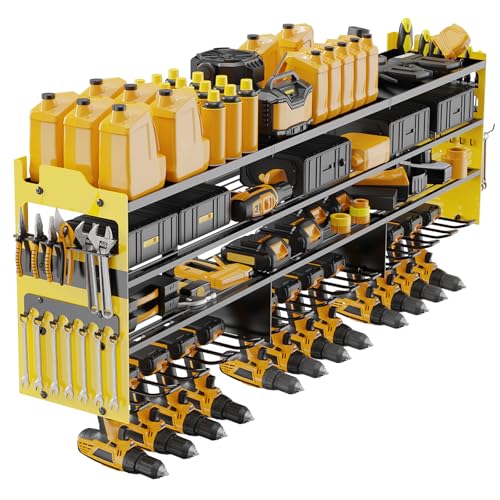 Power Tool Organizer Wall Mount with 12 (Yellow / 12-Drills Holders)