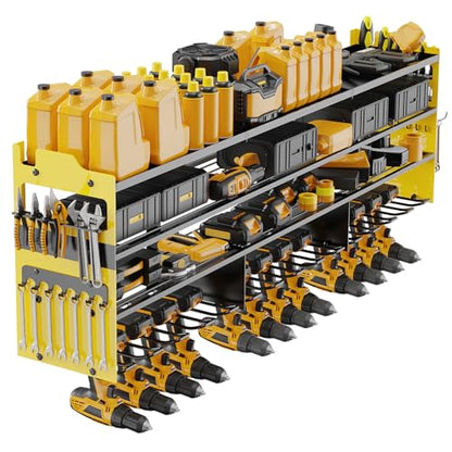 Power Tool Organizer Wall Mount with 12 (Yellow / 12-Drills Holders)
