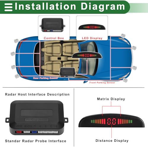 Universal Car Reverse Backup Radar System Parking Sensors (Silver Tone)