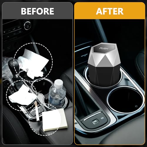 Car Trash Can with Lid (Silver-1Pc)