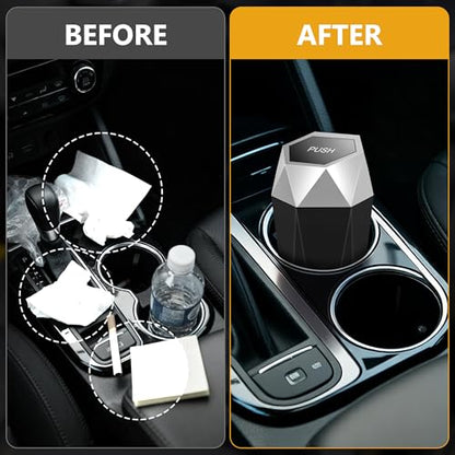 Car Trash Can with Lid (Silver-1Pc)