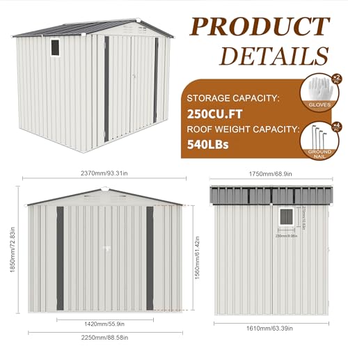 8x6FT Storage Shed (8x6x6FT)