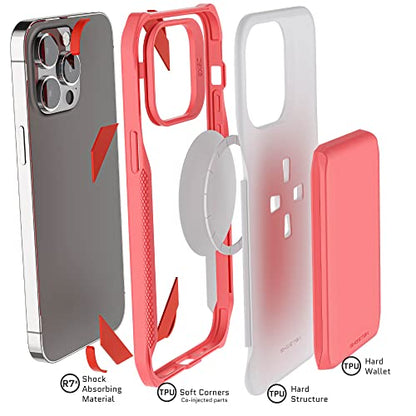 EXEC Wallet iPhone 14 Pro Max Case for Women with MagSafe Magnetic Credit Card Holder Supports Mag Safe Accessories (iPhone 14 Pro Max / Pink)