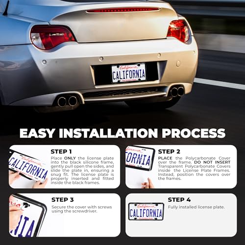 Black Silicone License Plate Frames 2 Pack (License Plate Frames with Covers)