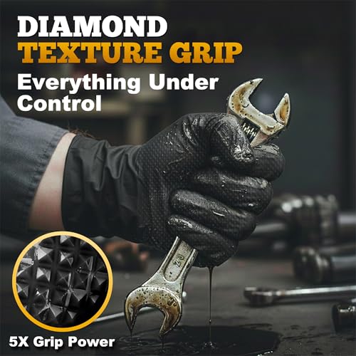 Heavy Duty Black Industrial Nitrile Gloves (X-Large)