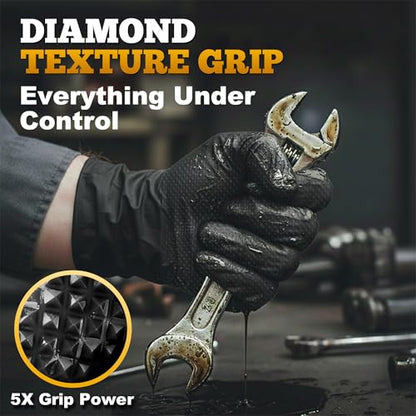 Heavy Duty Black Industrial Nitrile Gloves (X-Large)