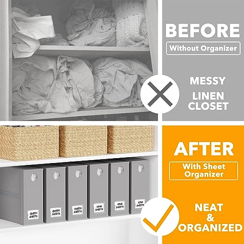 6 Pack Bed Sheet Organizers and Storage (6 pcs / Gray)