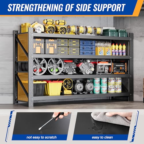 68" W Storage Shelves 8000lbs Garage Metal Shelving Heavy Duty Garage Shelves Adjustable Storage Shelves for Industrial (Black / 68" W X 24" D X 63.5" H)