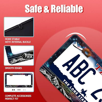Starry Sky Mountains Stainless Steel License Plate Frame for US Cars Decor (Starry Sky Mountains)