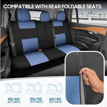 PolyPro Car Seat Covers Full Set in Blue Gray on Black (Blue Gray)
