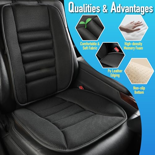 Car Seat Cushion with Back Support Pillow (Black)