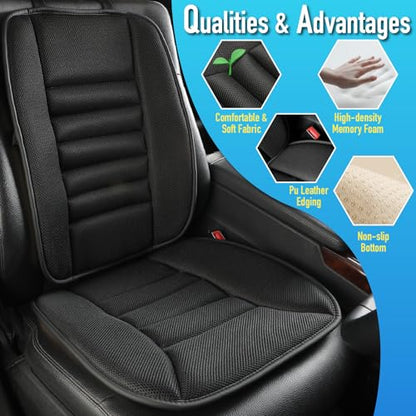 Car Seat Cushion with Back Support Pillow (Black)