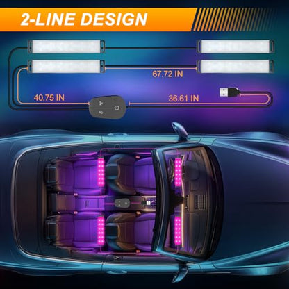 Car LED Lights Interior (2-Lines USB Port APP+ Box Control)