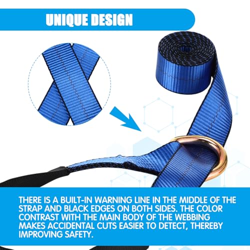 8 Pack Lasso Tow Truck Straps with D Ring 11 (2" X 8 ft / Blue)