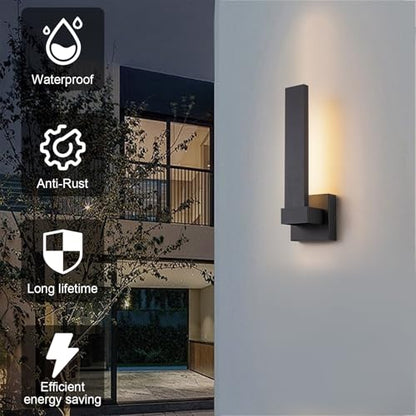Modern Outdoor Wall Lights 15.5" LED Exterior Lighting Fixtures Patio Wall Lights Fixture Waterproof Outside Wall Sconces for Porch Yard Front Door Garage (Black / 15.5 inch-1 Pack)