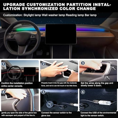 Dreamcolor Acrylic Interior Car LED Strip Light with Motion Sensor Switch (Dreamcolor 55.1 inch)