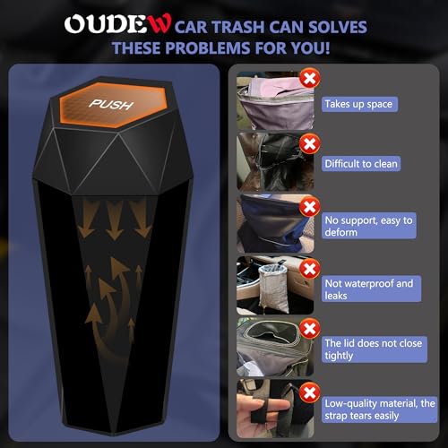 Car Trash Can with Lid (Black-1Pc)