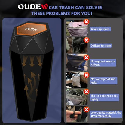 Car Trash Can with Lid (Black-1Pc)