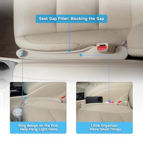 Car Seat Gap Filler Organizer 2Pack Soft Foam 3IN1 Multifunctional (Ivory / Most Cars – Standard)