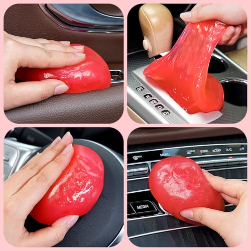 Car Cleaning Gel Car Cleaning Putty Car Putty Car Interior Cleaner Car Slime Car Detailing Kit Car Accessories Gifts for Men Women Stocking Stuffers Red (A Red)