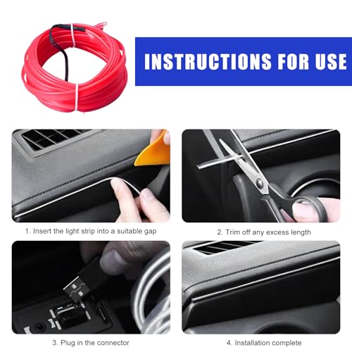EL Wire Interior Car LED Strip Lights (Pink)