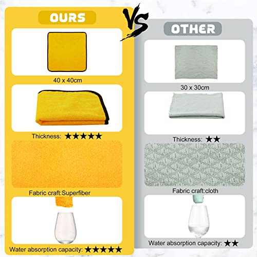 40 Pcs Microfiber Towels Bulk Car Drying Cloth (Yellow)