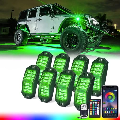 18 LED Rock Lights 8 Pods Wide Angle Bluetooth Wheel Well Lights (8 Pods / Wide Housing)