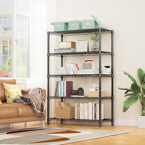 1750 lbs Steel Storage Shelving 5 (5 Tier, 17.7" D x 47.2" W x 72.3" H / Black)