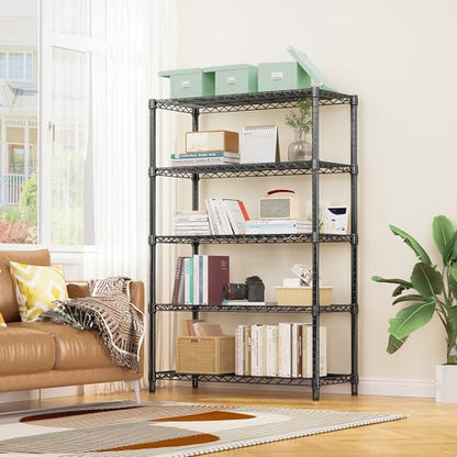 1750 lbs Steel Storage Shelving 5 (5 Tier, 17.7" D x 47.2" W x 72.3" H / Black)
