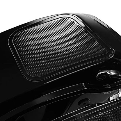 Motorcycle 5" Stretched Saddlebags Fit For Harley Touring 2014 (5" Stretched Bags-Vivid Black W/ Chrome Latches & 6x9 Lids)