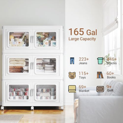 660 Qt Extra Large Stackable Storage Bin with Lid (White / 220QT-3pack)