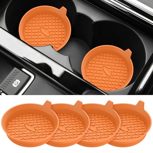 Car Cup Holder Coasters [4 Pack] Silicone Cups Mats (4pack-orange)