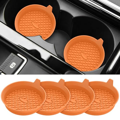 Car Cup Holder Coasters [4 Pack] Silicone Cups Mats (4pack-orange)