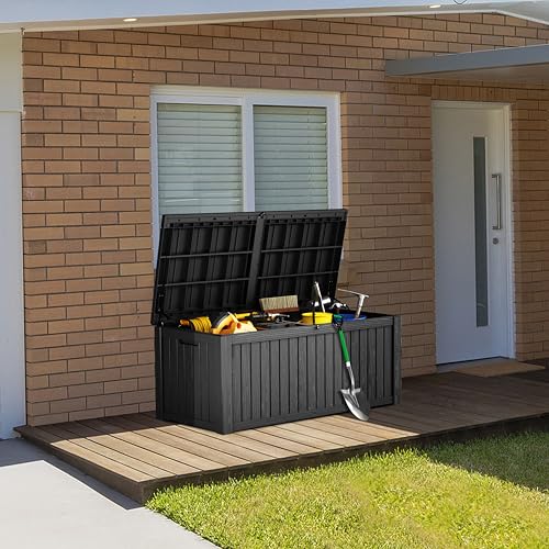 180 Gallon Resin Outdoor Storage Box (Black / 180 gallons)