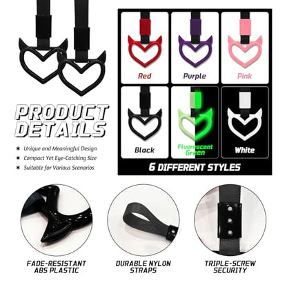 2 Pcs Devil Heart Shaped Car Handle Strap (Black)
