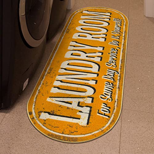20" x 59" Oval Laundry Room Rug (Laundry Yellow Oval)
