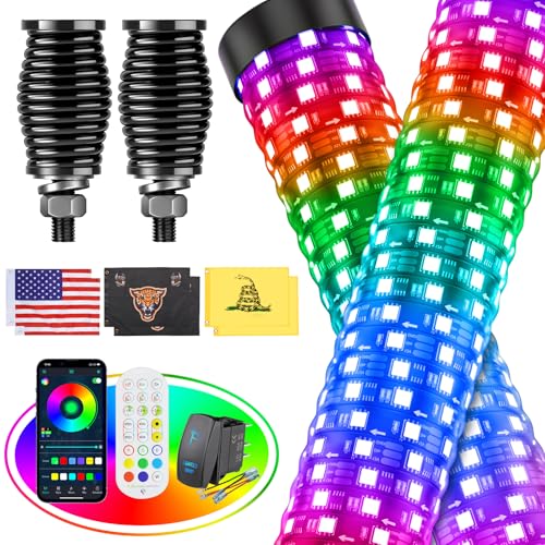 2PCS 4FT Fat Whip Lights for UTV ATV with Spring Base (4FT-2PCS)