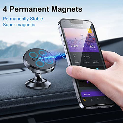 2 Pack】Magnetic Phone Holder for Car Dash Strong Magnetic Car Phone Mount (Black)