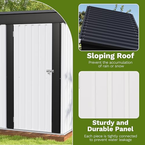 5x3 FT Outdoor Storage Shed (White / 5x3 FT)