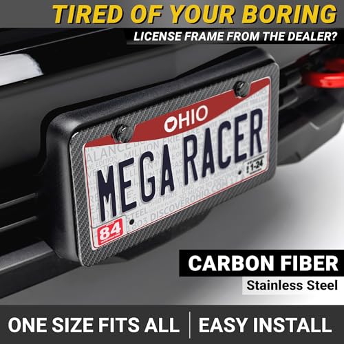 Premium Slim License Plate Frames (Carbon Fiber Design / 2 Piece)