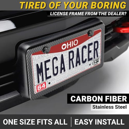 Premium Slim License Plate Frames (Carbon Fiber Design / 2 Piece)