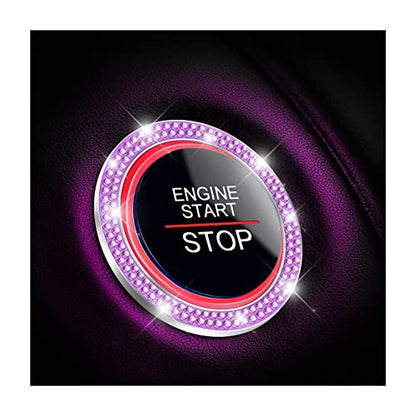 2PCS Zinc Alloy Rhinestone Engine Start Button Rings (Purple)