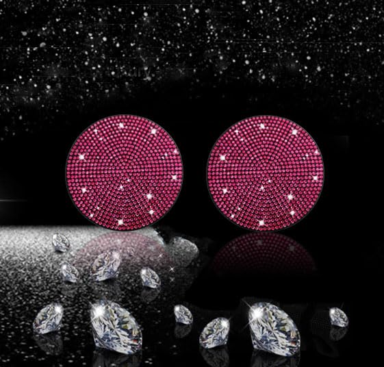 2pcs Bling Car Cup Holder Coaster (Rose Red / 2pcs)