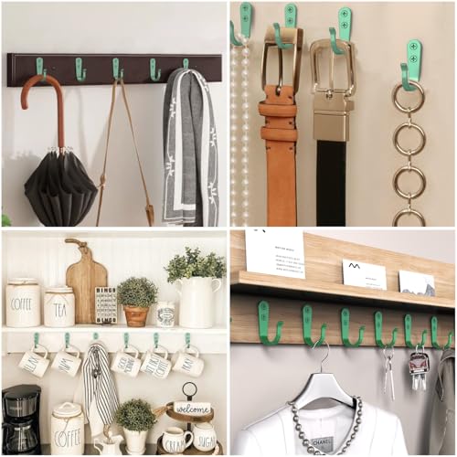 20 Pack Coat Hooks for Hanging (20pcs + Mint Green)